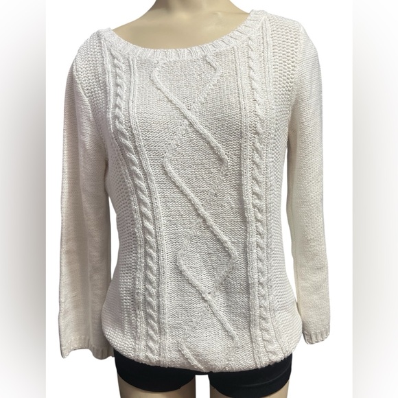 Karen Scott Classic White Cable Knit Turtleneck Sweater - Picture 2 of 9